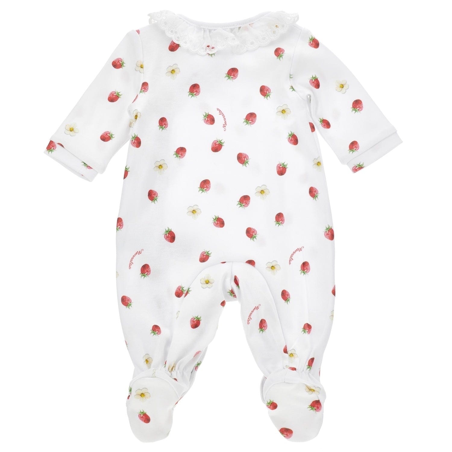 MONNALISA - Strawberry Babygrow - White