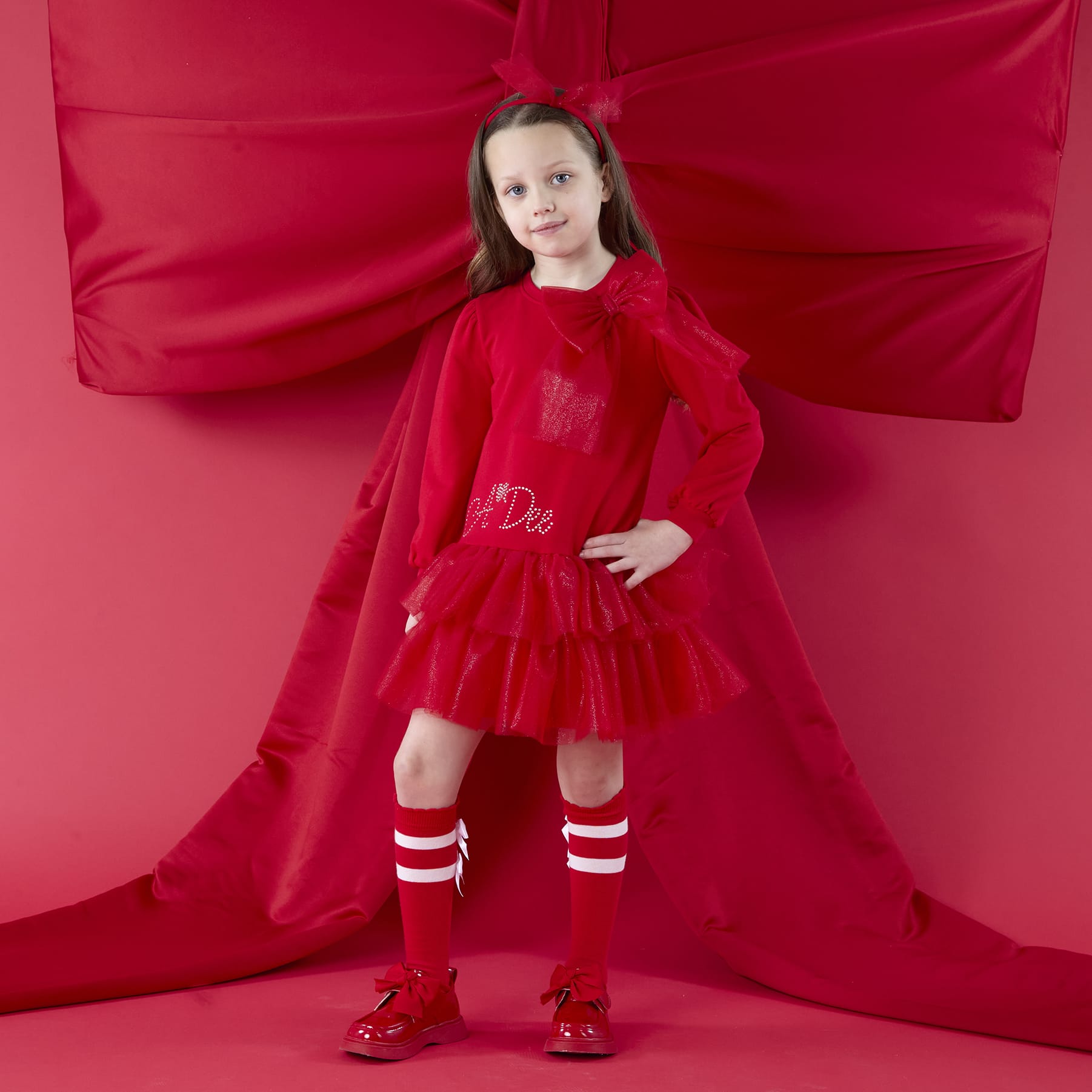 A DEE - Christmas Capsule Brandy Tulle Bow Dress - Red