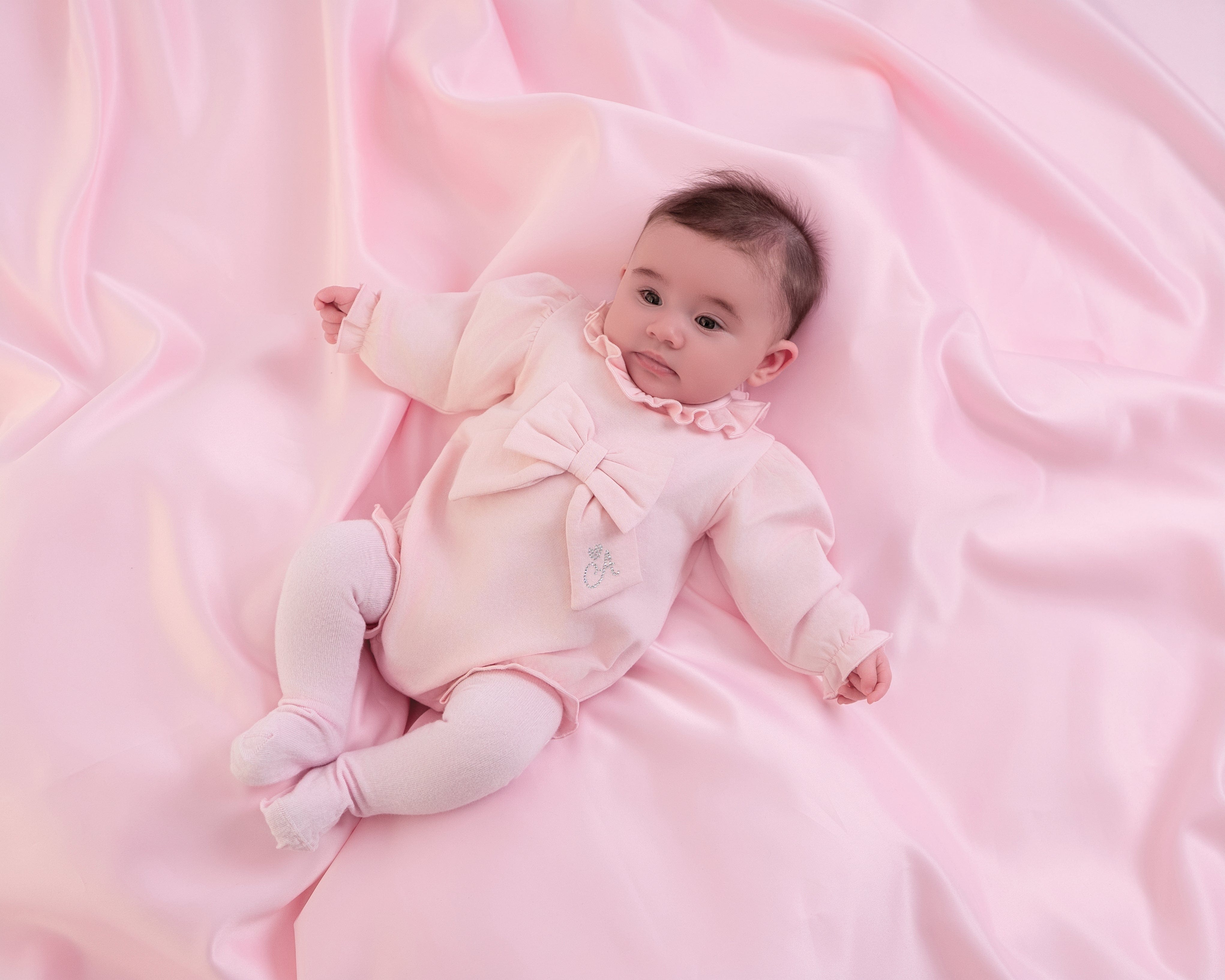 LITTLE A - Cute As A Cupcake Jayden Pink Bow Romper - Pink Fairy