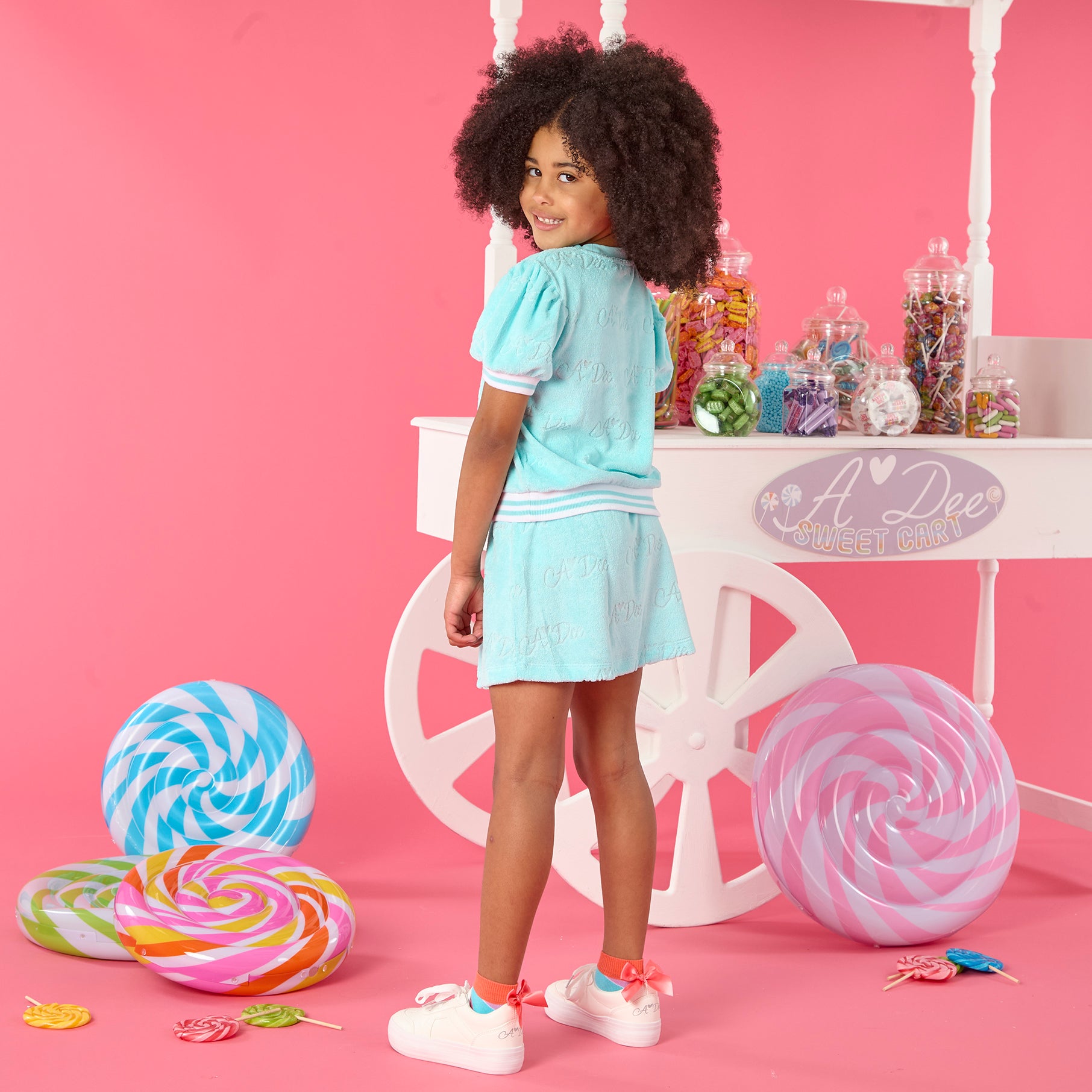 A DEE - Trixie Pop Hearts Terry Skirt Set - Turquoise