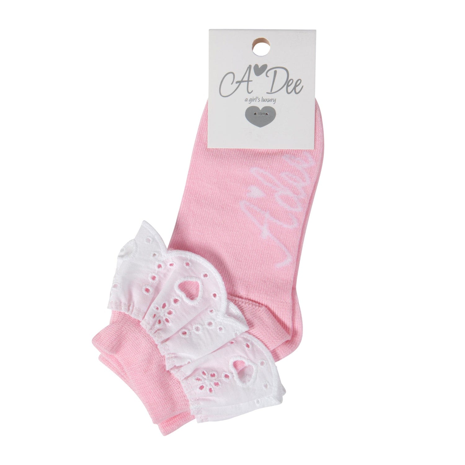 A DEE - Lenni Chic Chevron Broderie Anglaise Ankle Socks  - Pink