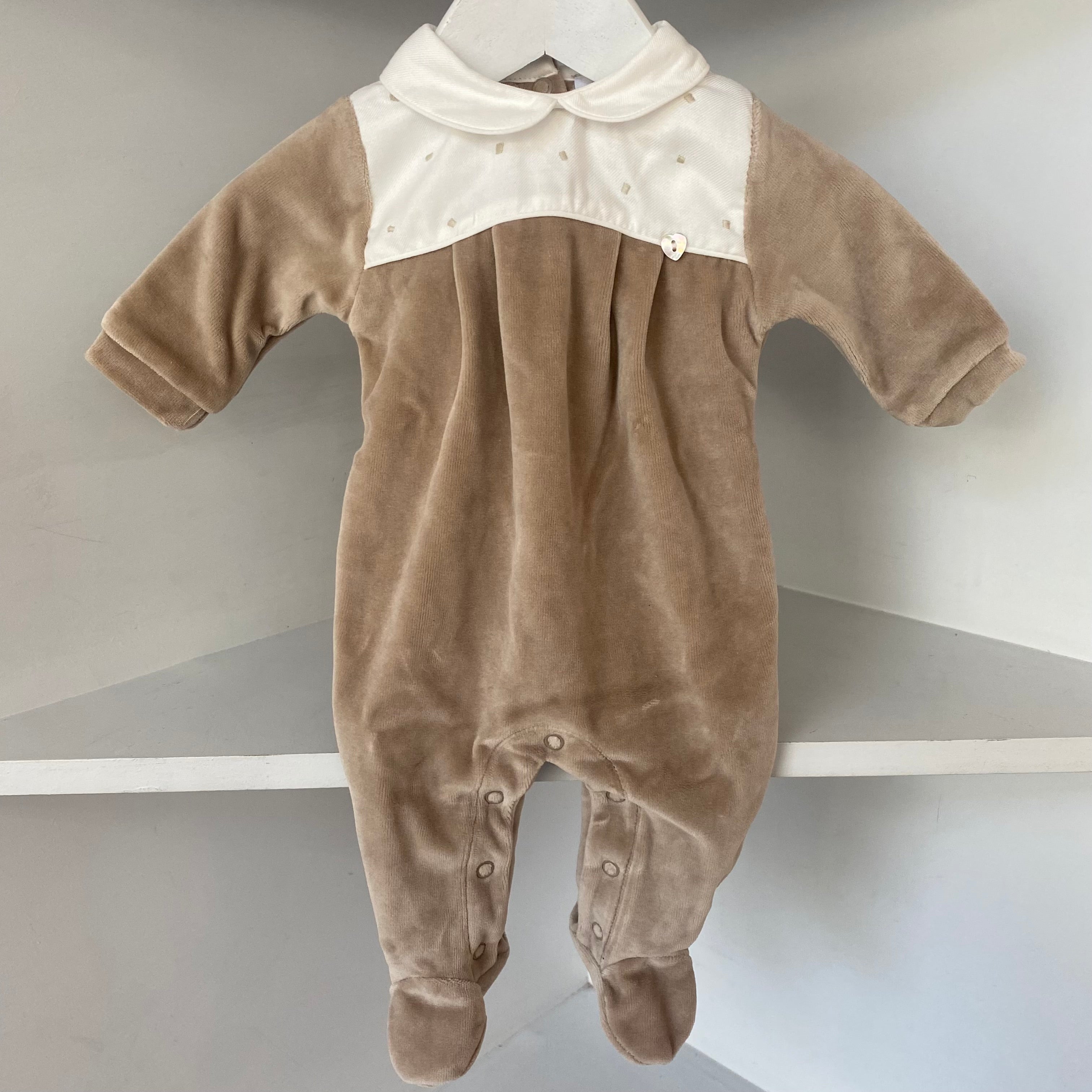 Coccode - Embroidered Bib Babygrow - Cappuccino