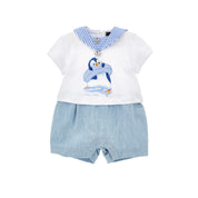 MONNALISA - Penguin Romper   - White