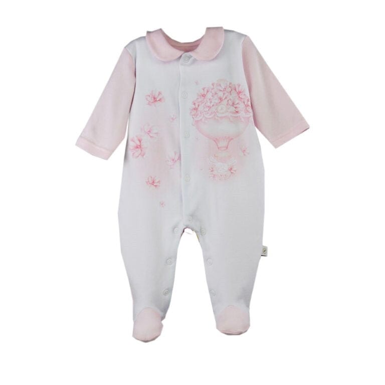 FIRST BABY - Hot Air Ballon Babygrow  - Pink