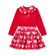 A DEE -  Love Story Lara Heart Print Mix Dress - Vibrant Red