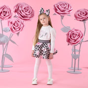 A DEE - Winter Bloom Anastasia Houndstooth Print Skirt Set - Snow White