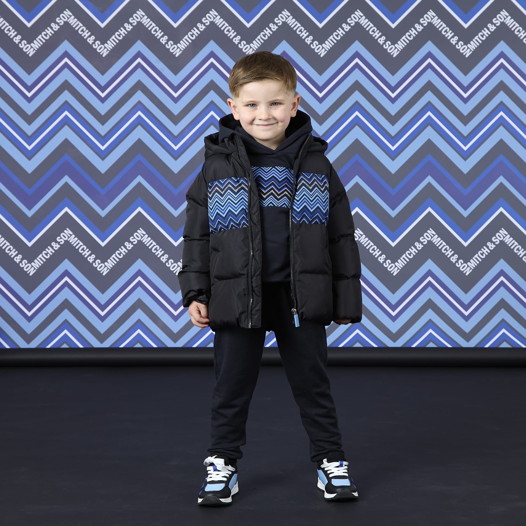 MITCH & SON - Winter Chevron Wyatt - Zig Zag Jacket - Black