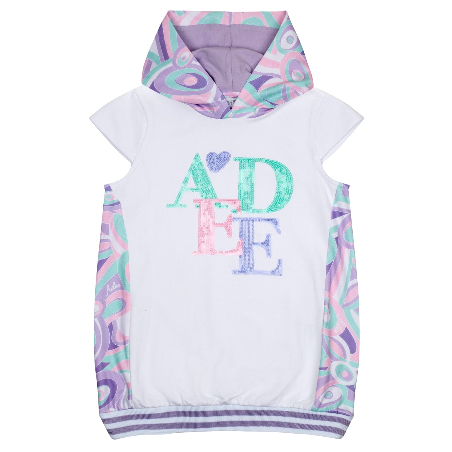 A DEE - Nadia Popping Pastels Hoodie Sweat Dress - White