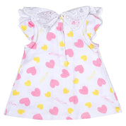 LITTLE A - Joanie Pastel Hearts Heart Print Dress - White