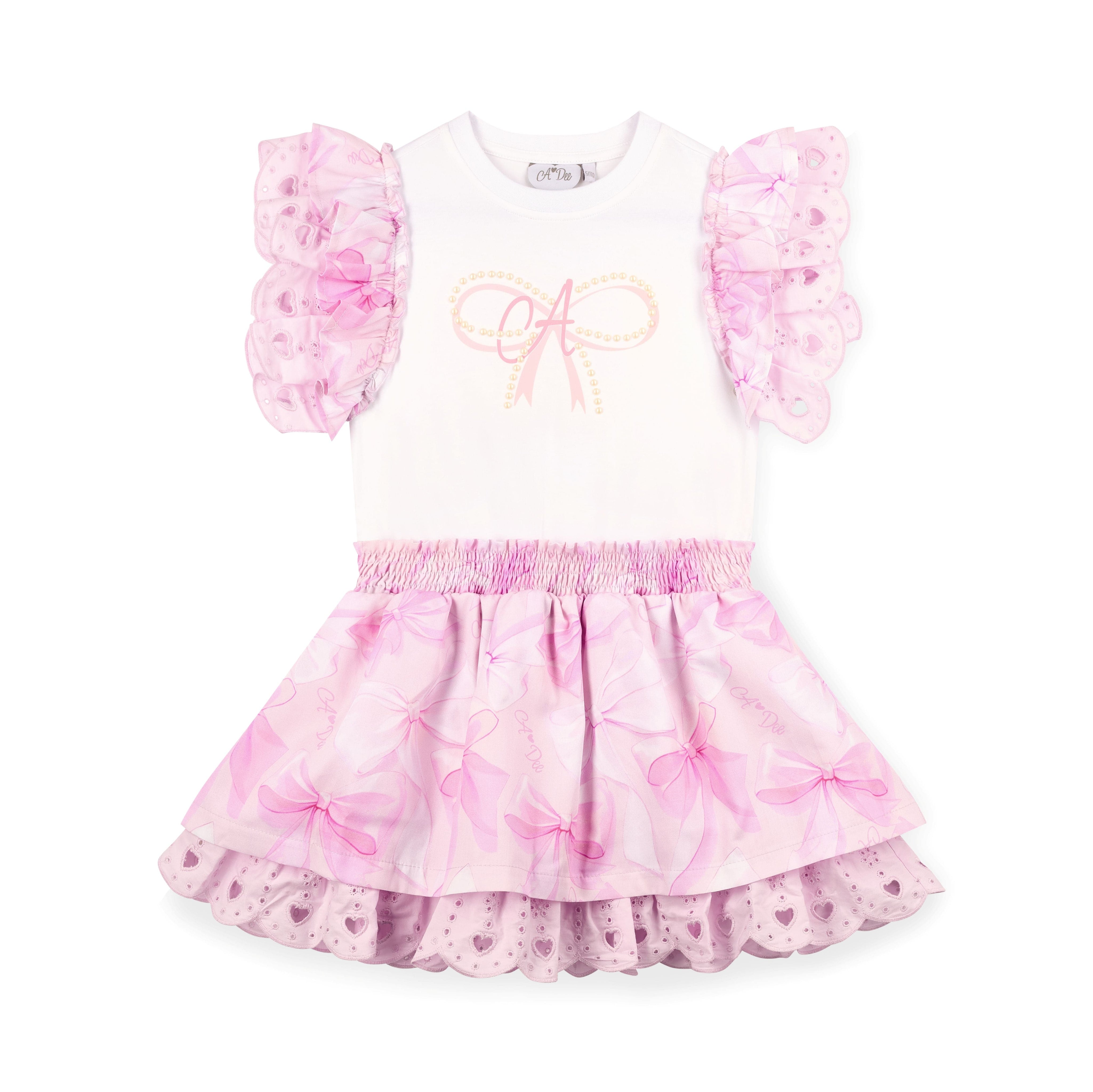 A DEE - Remi Bow-tique Chic Bow Print Mix Dress - White