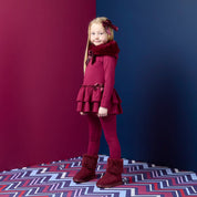 A DEE - Chevron Charm Alina Fur Trim Legging Set - Deep Cherry