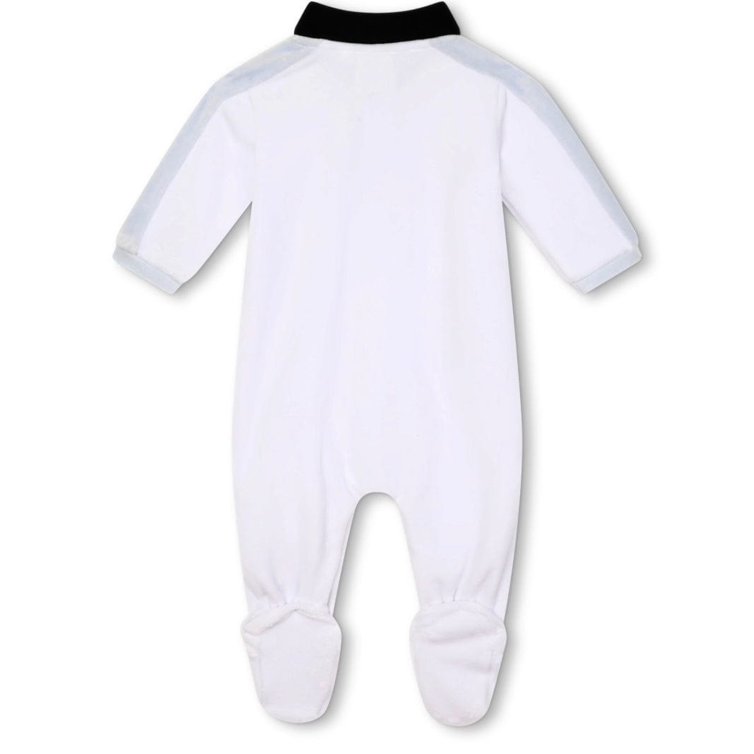 HUGO BOSS - Velour Collar Babygrow -  White