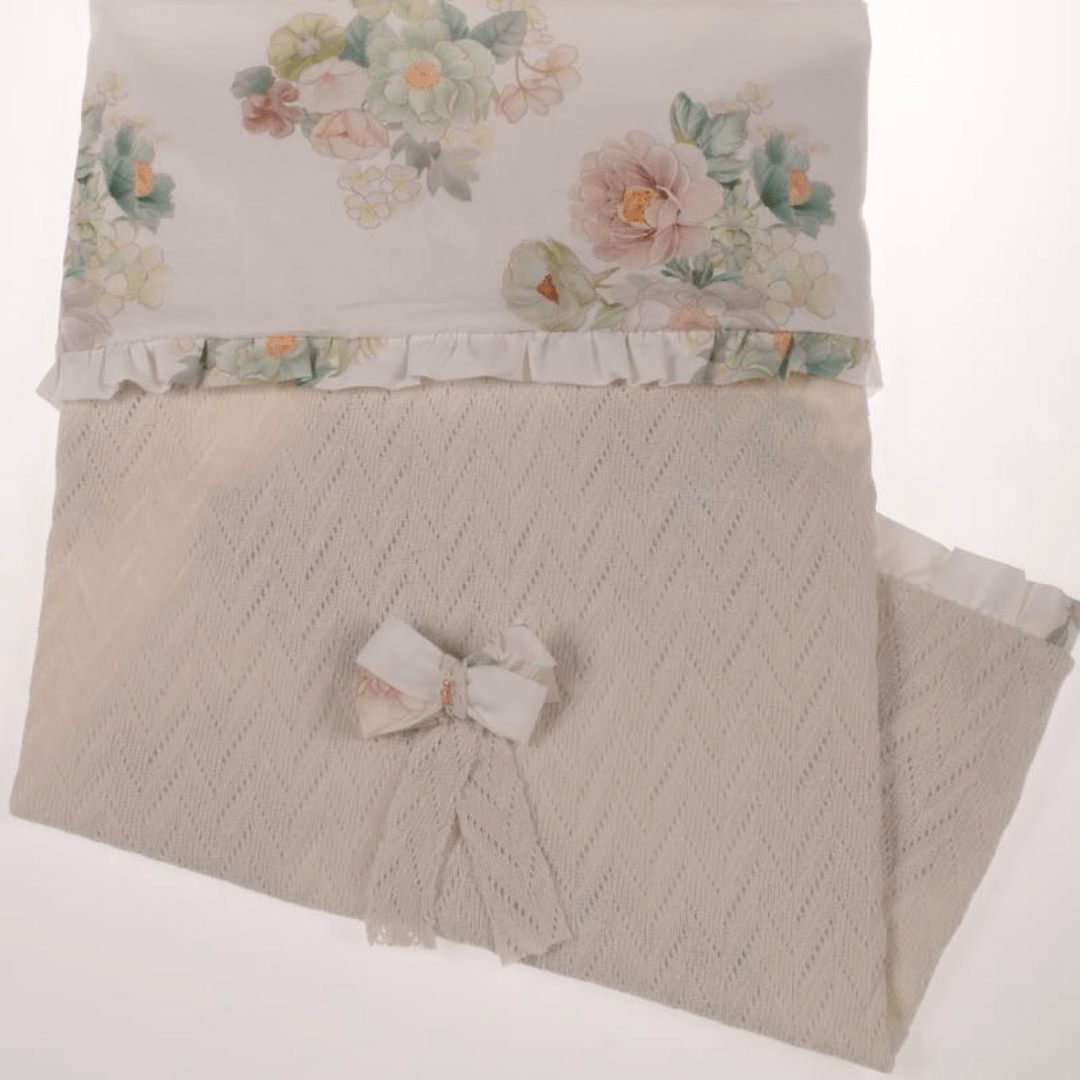 BARCELLINO - Floral Babygrow, Bib & Blanket - Peach