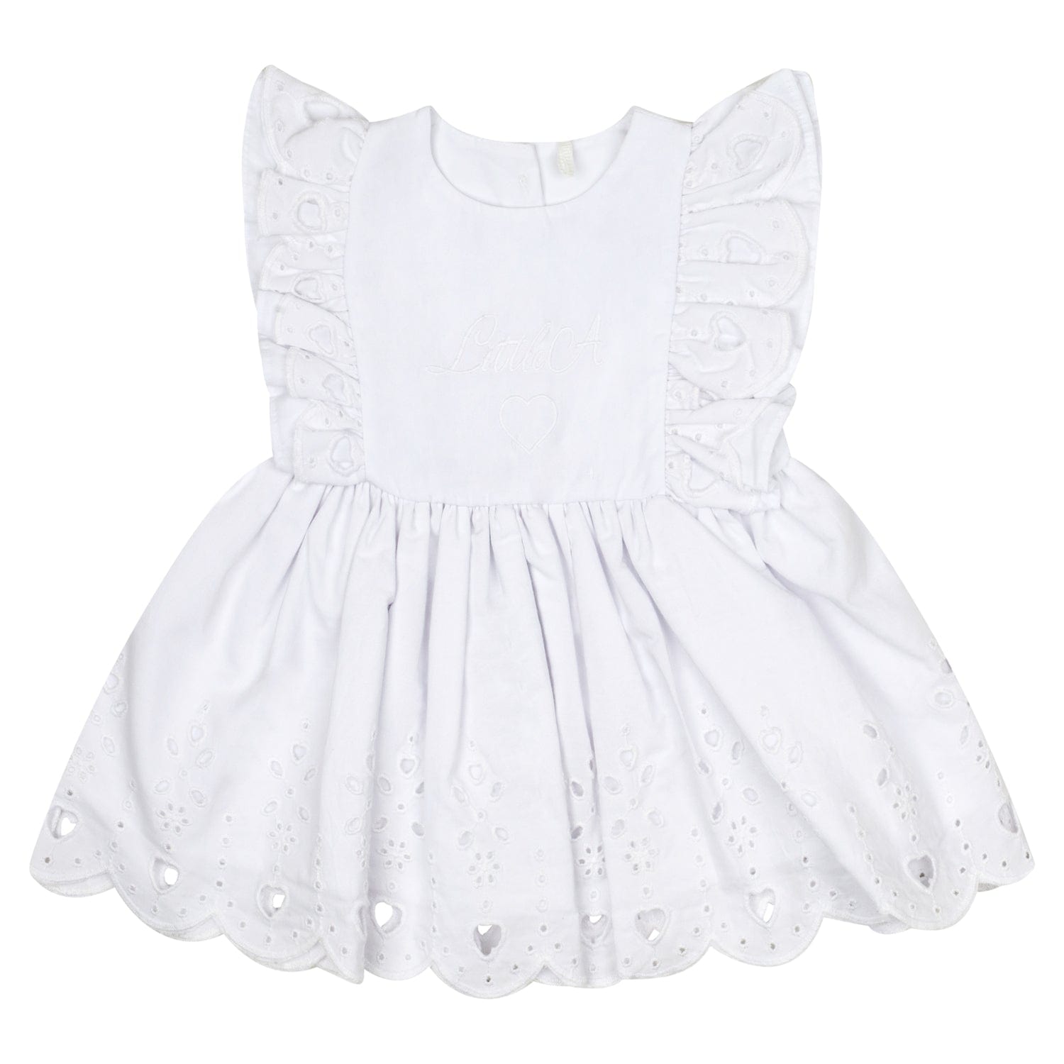 LITTLE A - Juniper Pastel Hearts Broderie Anglaise Dress - White