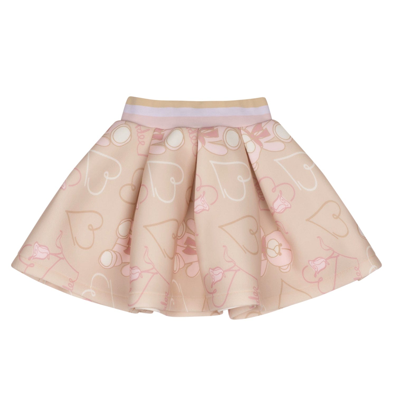 A DEE - Abstract Teddy Star Teddy Print Skirt Set - Beige