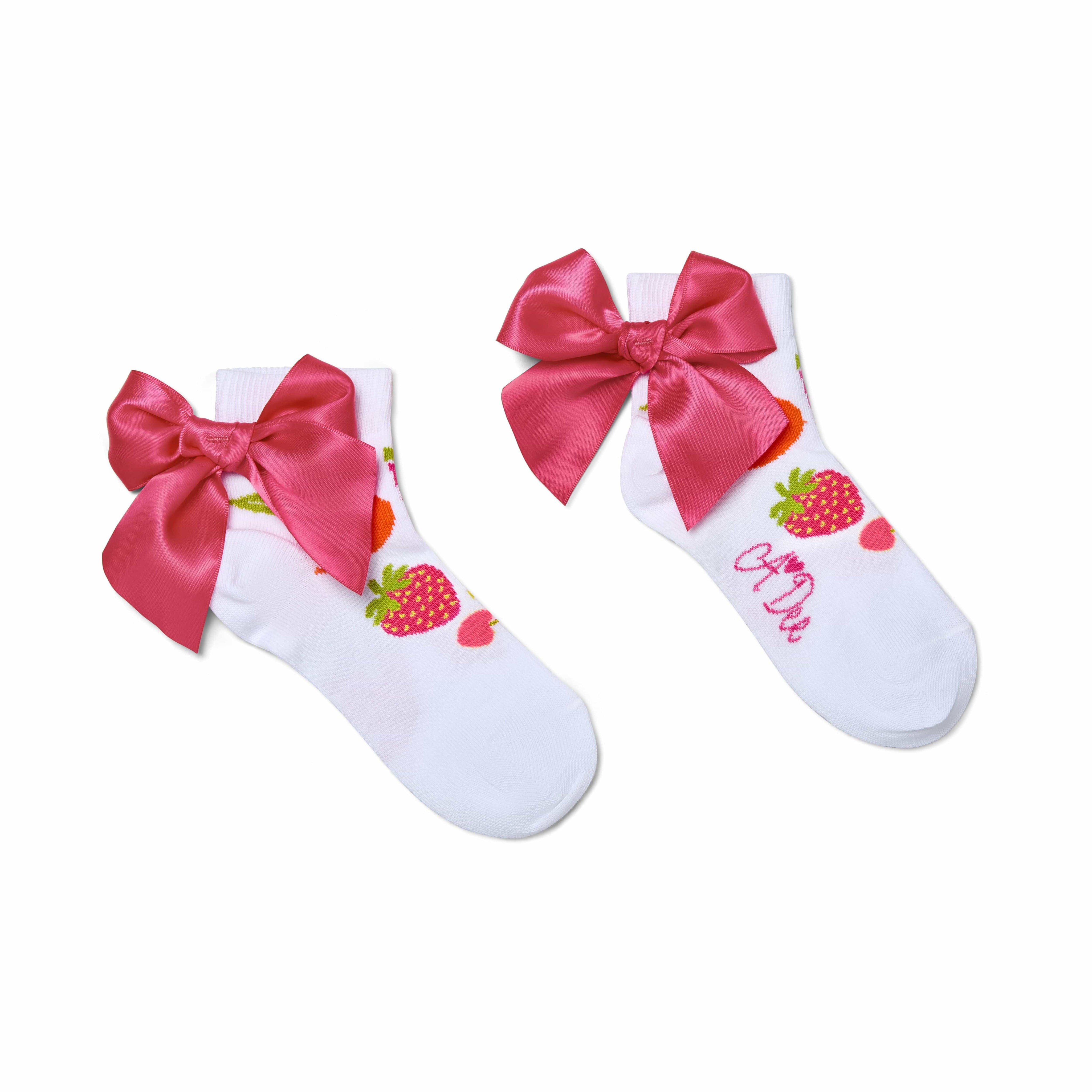 A Dee - Tiara Tutti Frutti Print Ankle Socks - White