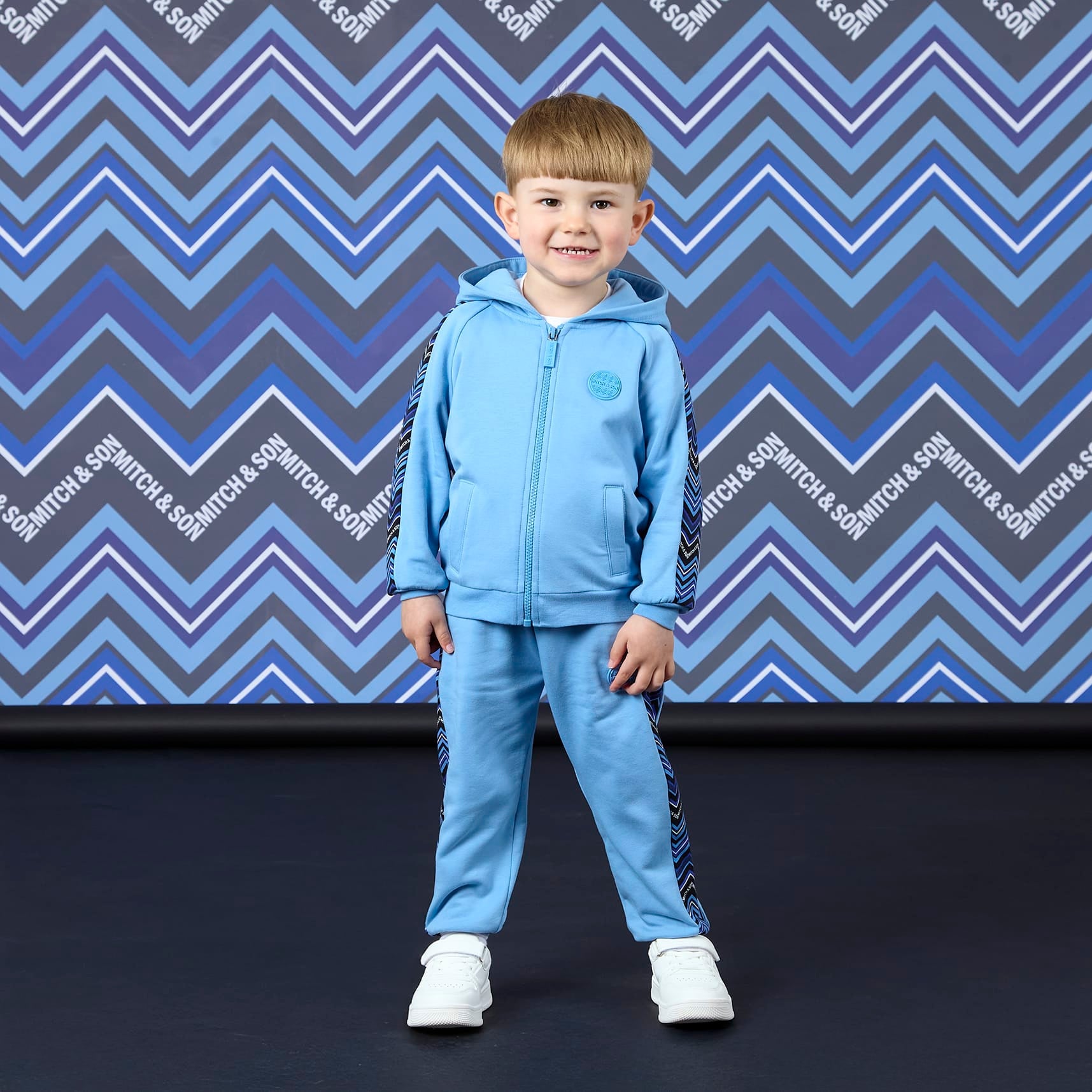 MITCH & SON - Winter Chevron Warren - Zig Zag Zipper  Tracksuit - Cornflower Blue