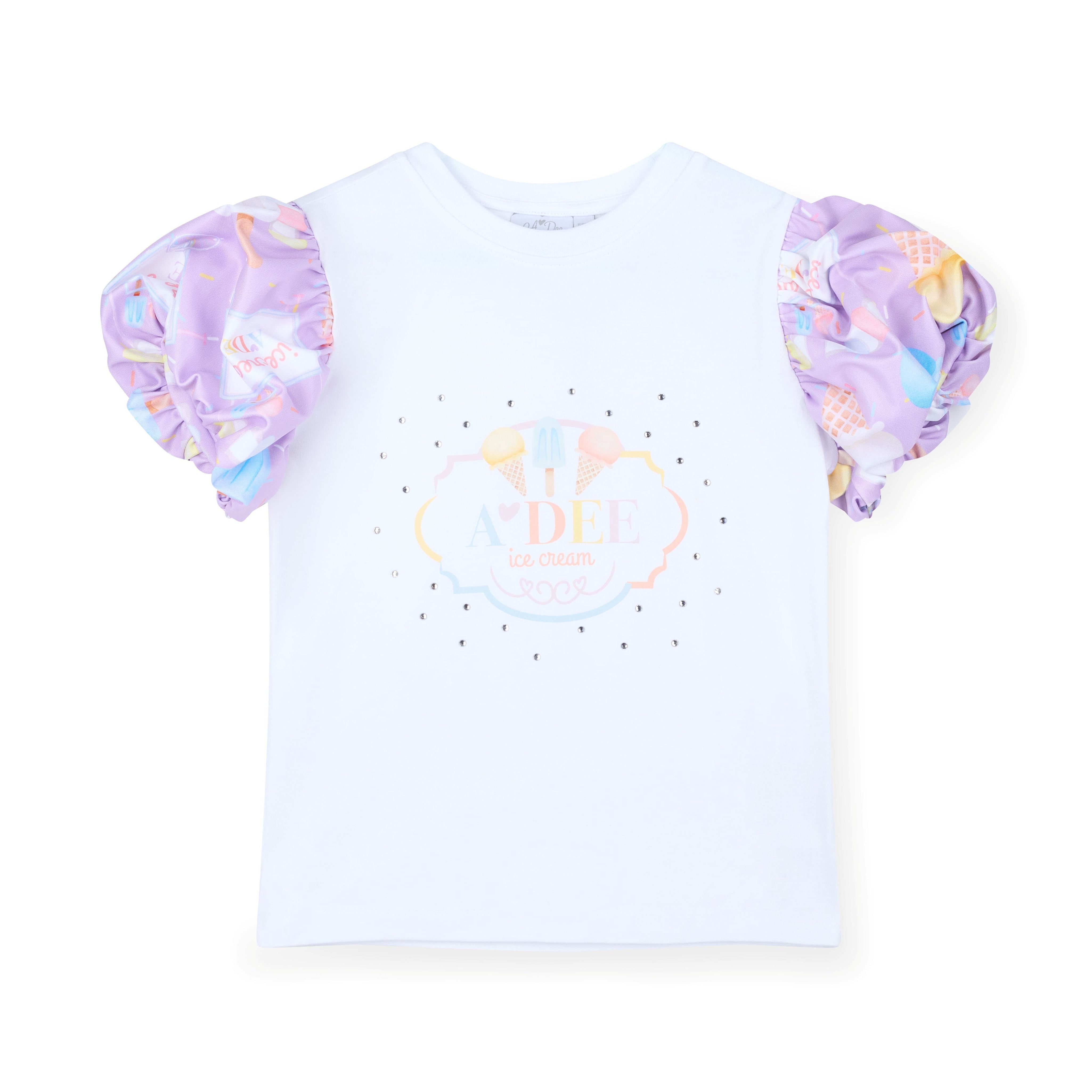 A DEE - Sally Pastel Parlour Ice Cream Print Frill Skirt Set  - White