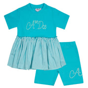 A DEE - Olivia Ocean Pearl Stripe Cycling Short Set - Aruba Blue