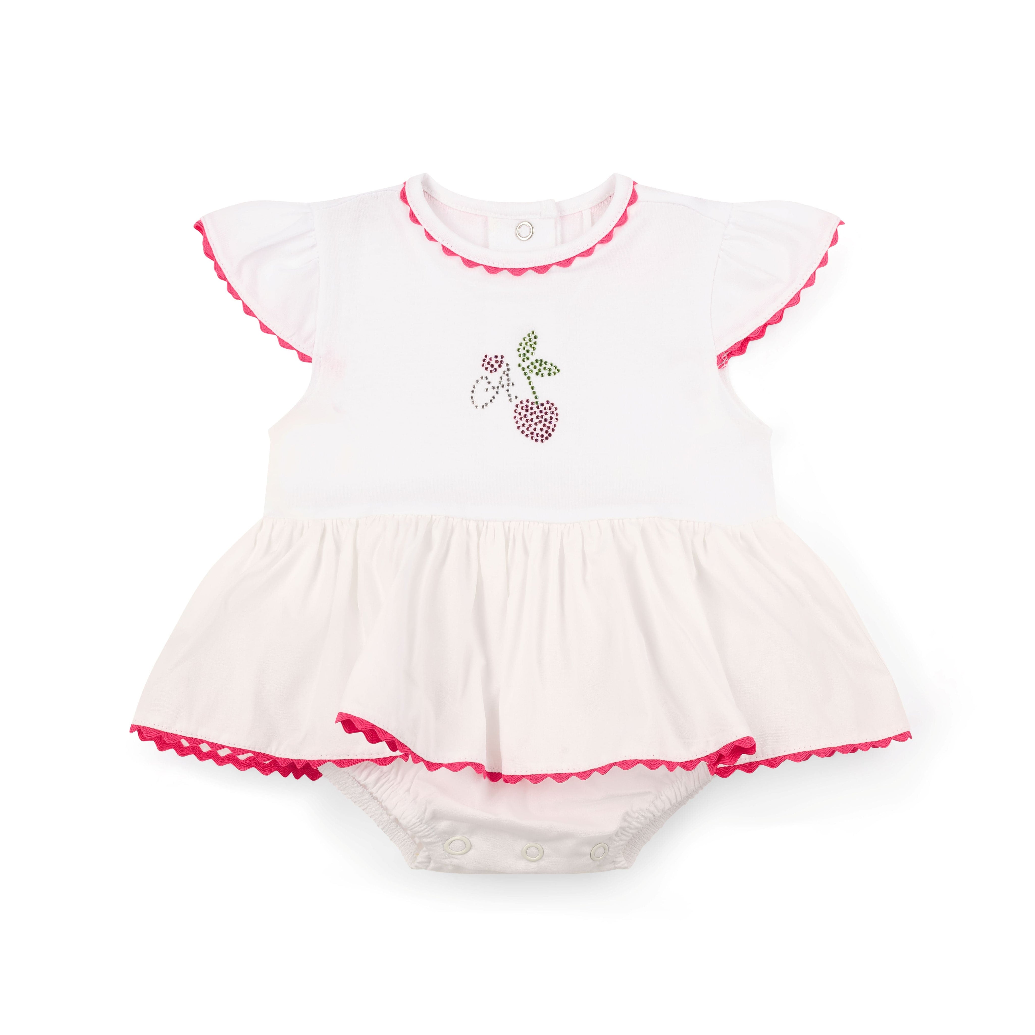 LITTLE A - Cutie Frutti Peggy Cherry Romper - White