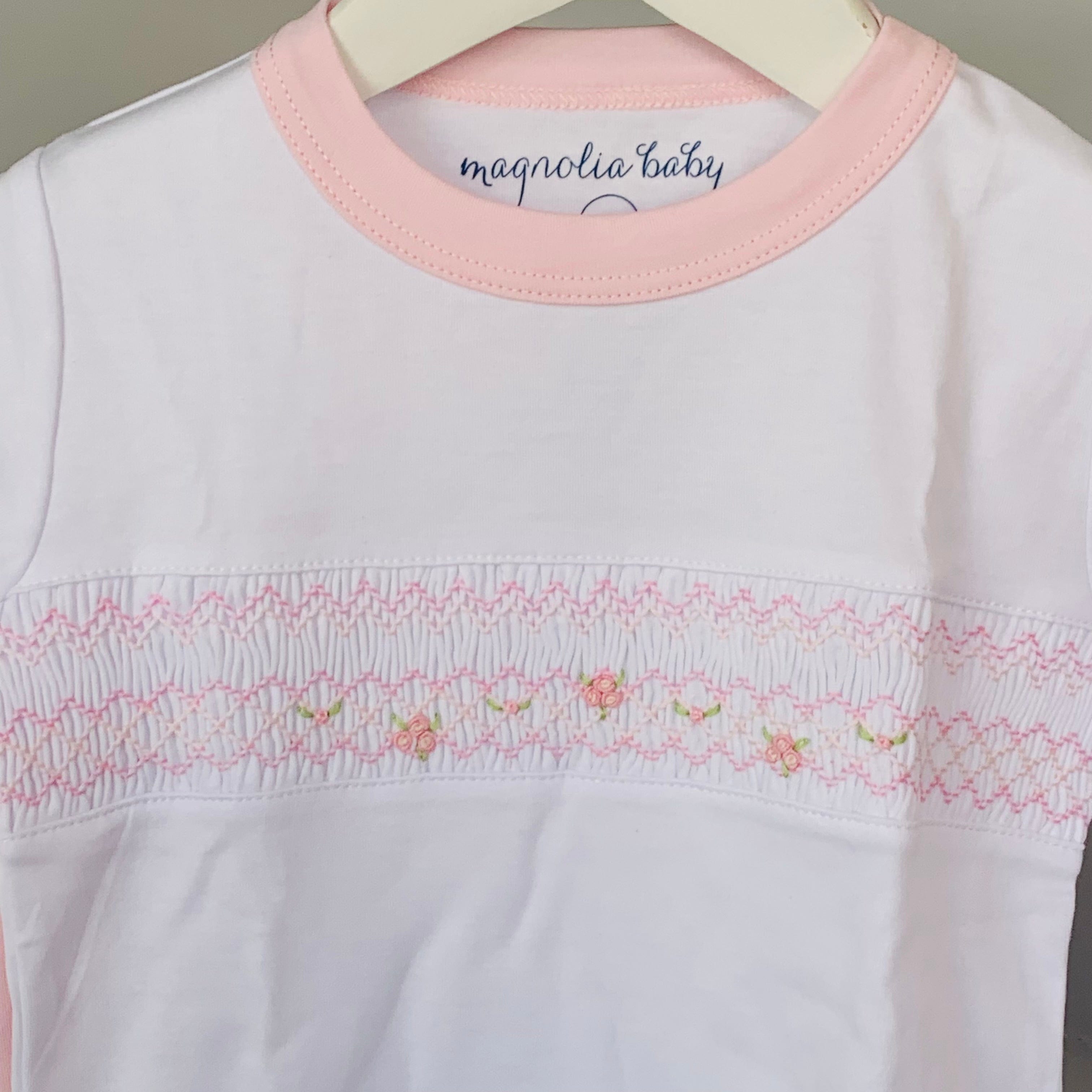 MAGNOLIA BABY - Alice Long Smocked Pyjamas - Pink