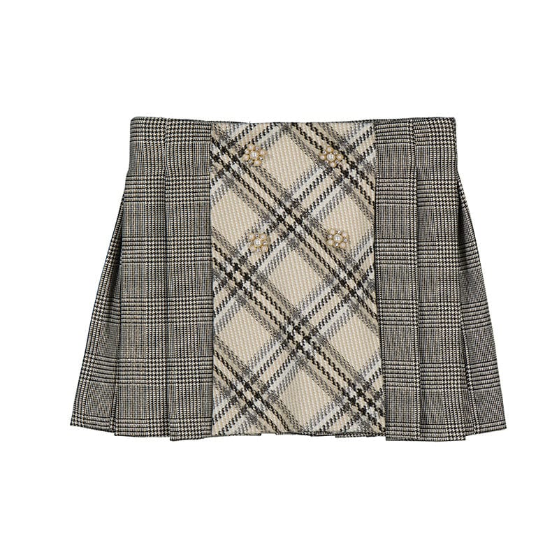 ABEL & LULA - Checkered Skirt Set - Beige