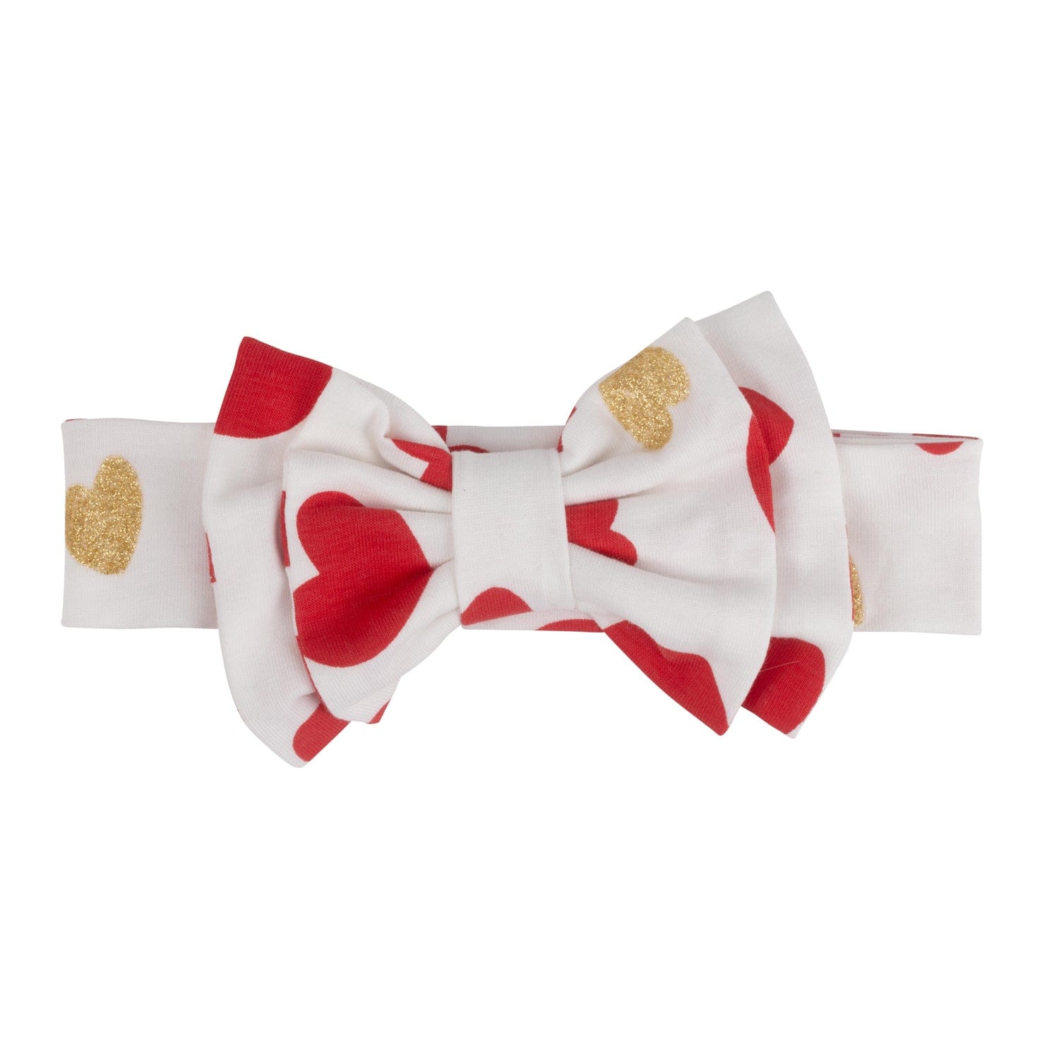 LITTLE A - Festive Hearts Hailey Heart Print Headband - Snow White