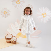 LITTLE A - Bobbie Hooded Bow Jacket - Bright White