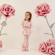 LITTLE A - Little Bloom Deena Rose Print Jam Pant Set - Pale Pink