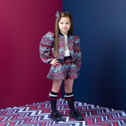 A DEE - Chevron Charm Charley Chevron Print Bomber Jacket - Navy