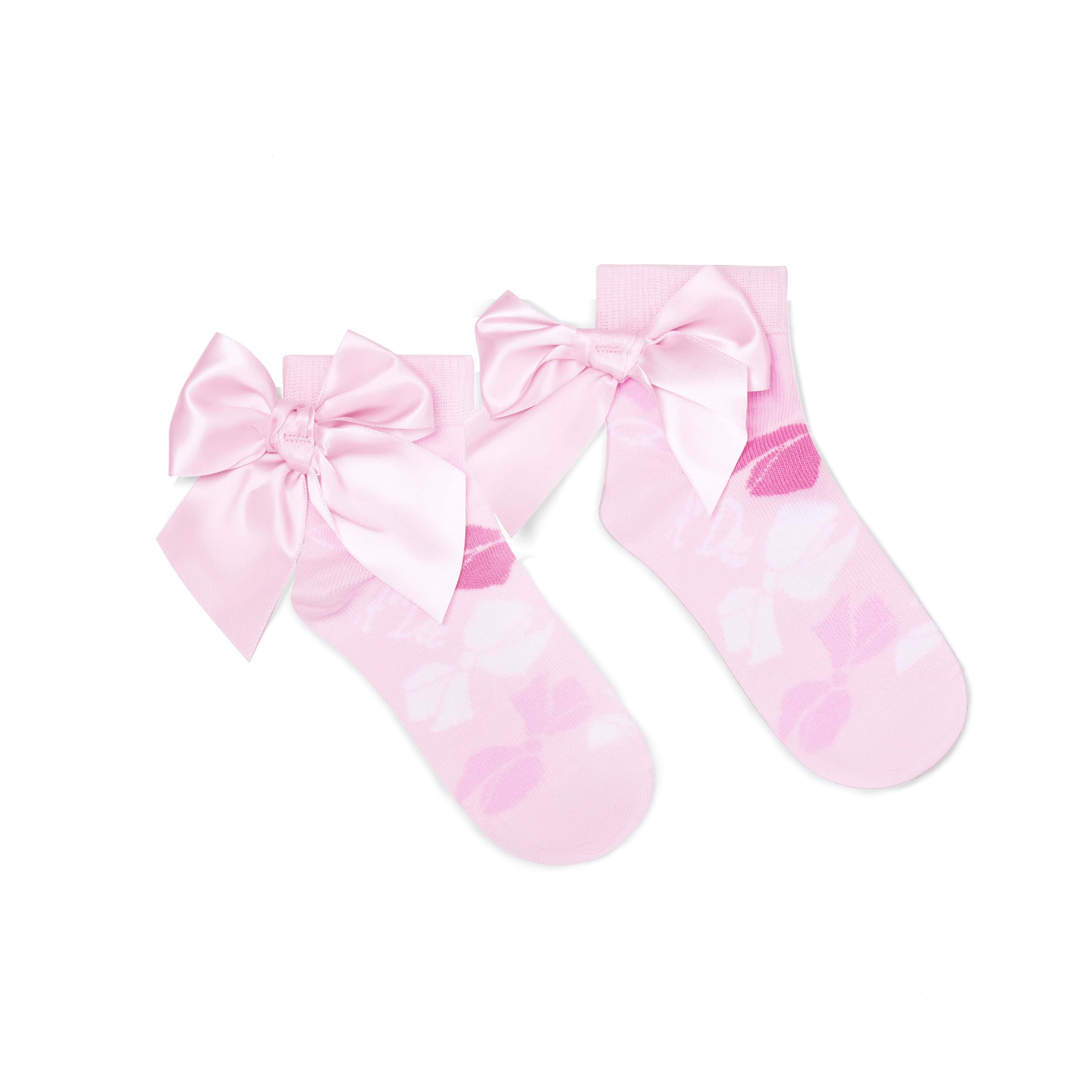 A Dee - Rina Bow-tique Chic Bow Print Ankle Socks - Pink