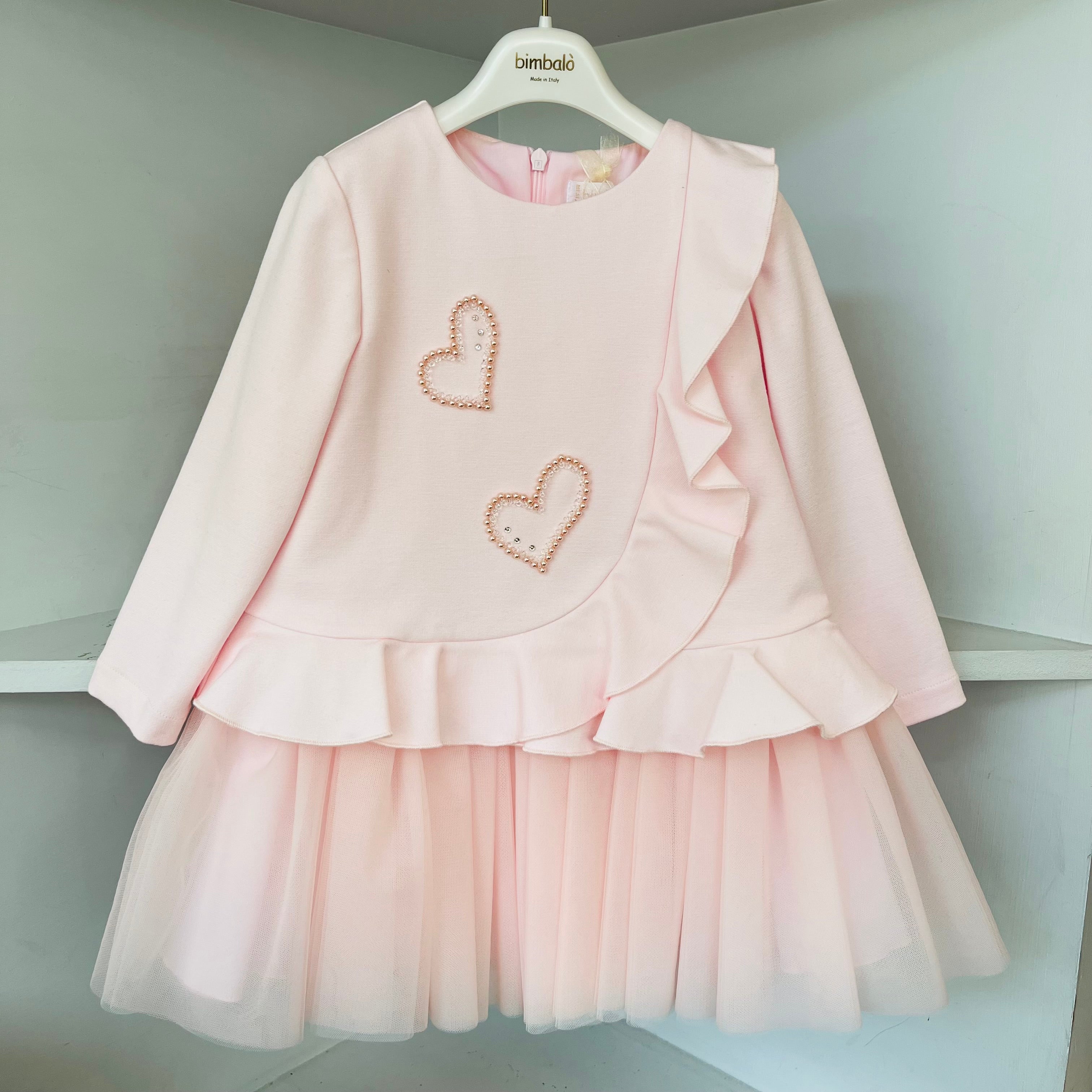 Bimbalo - Pearl Detail Heart Dress - Baby Pink