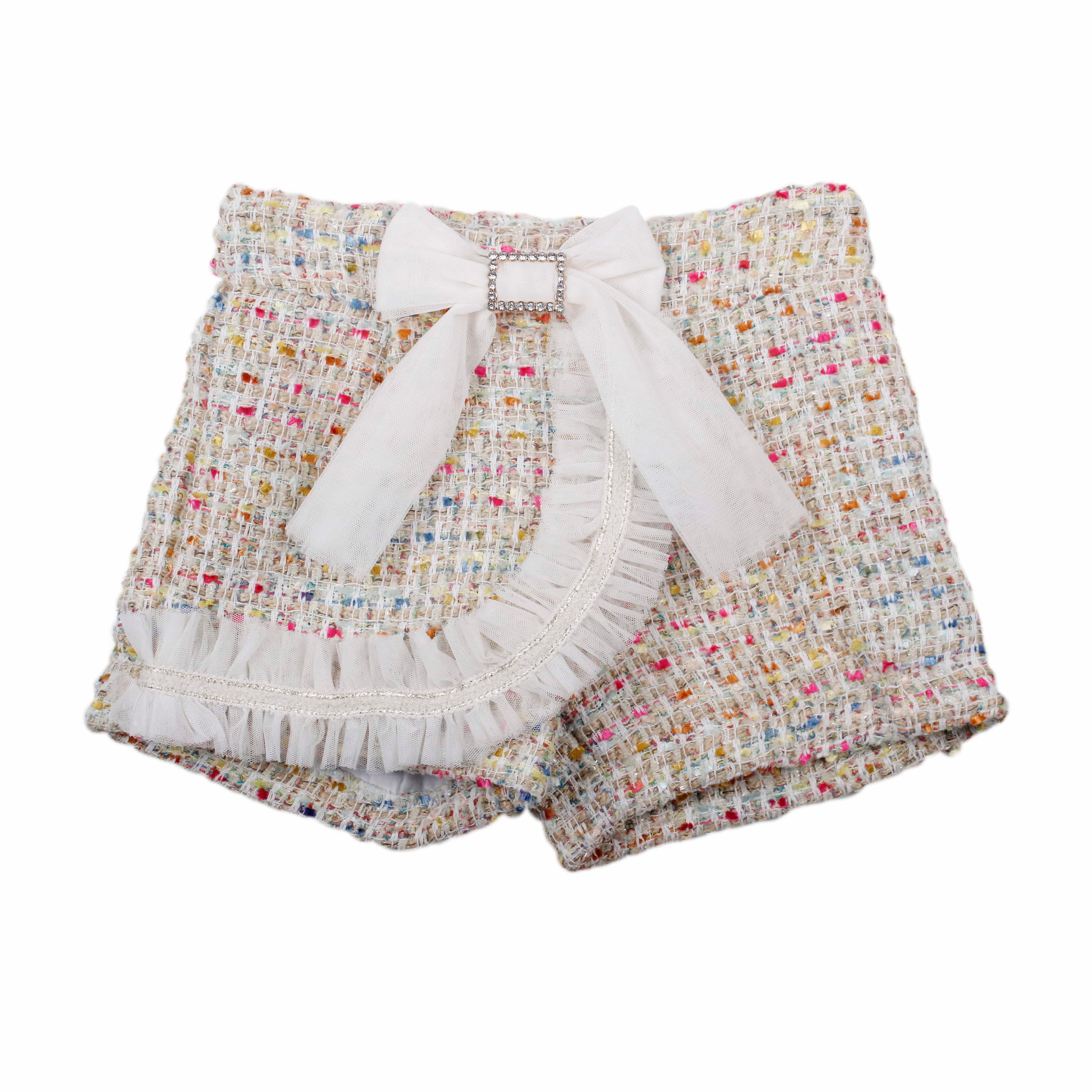 NAXOS - Tweed Multi Colour Four Piece Short Set - Cream