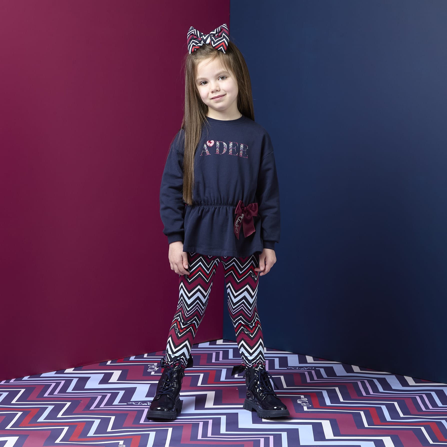 A DEE - Chevron Charm Celine Sweatshirt Legging Set - Navy