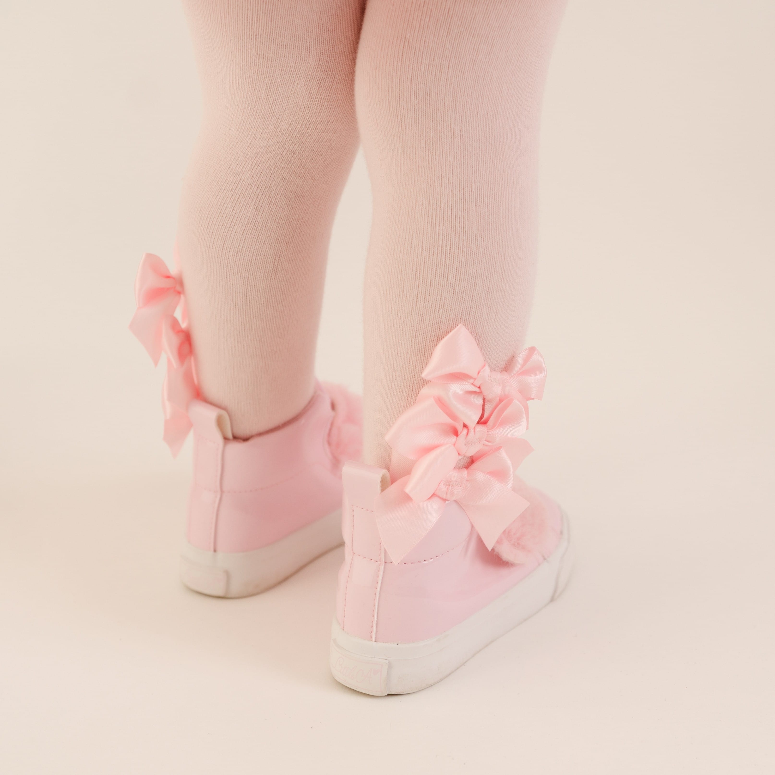 LITTLE A - Little Bloom Divine Bow Tights - Pale Pink