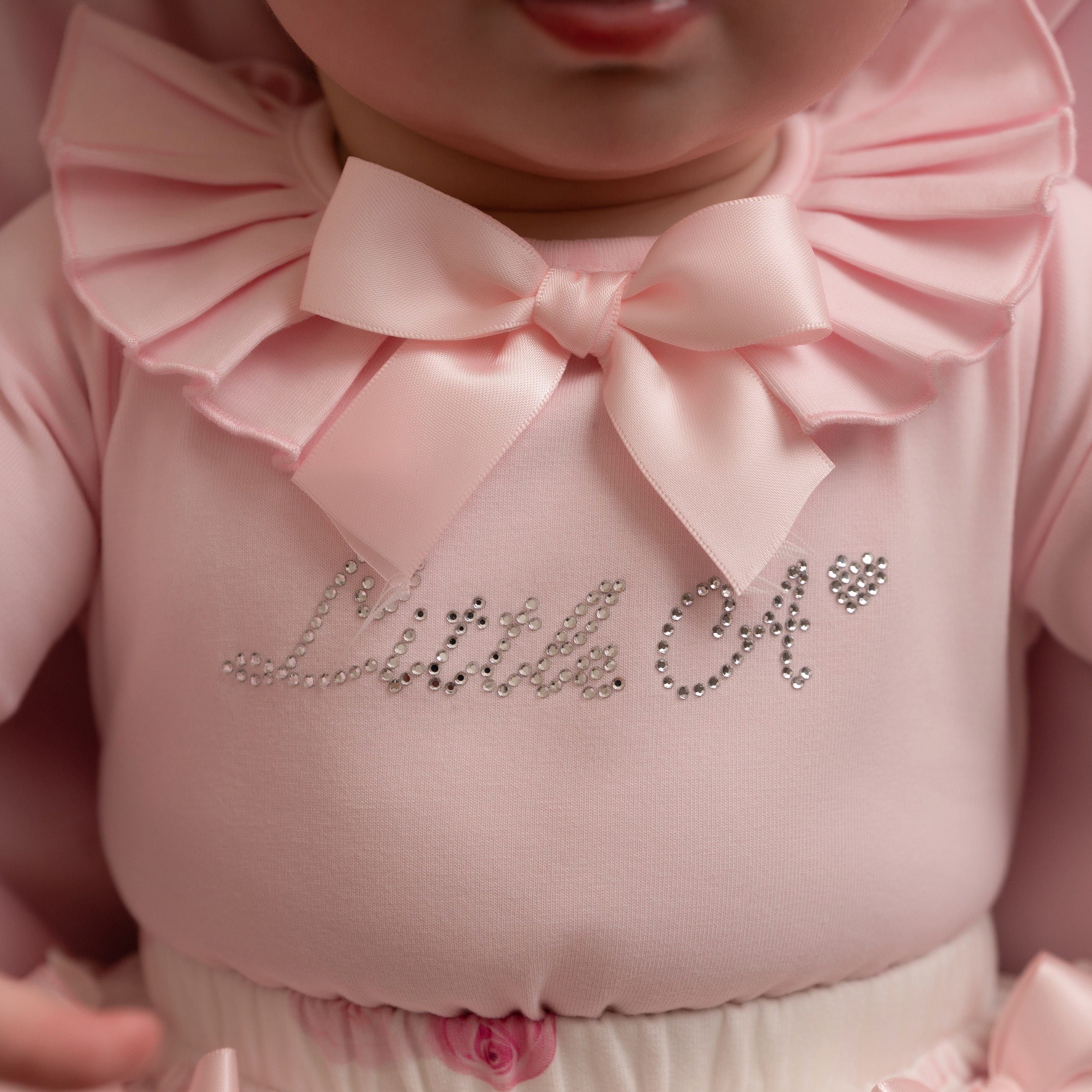 LITTLE A - Little Bloom Deena Rose Print Jam Pant Set - Pale Pink