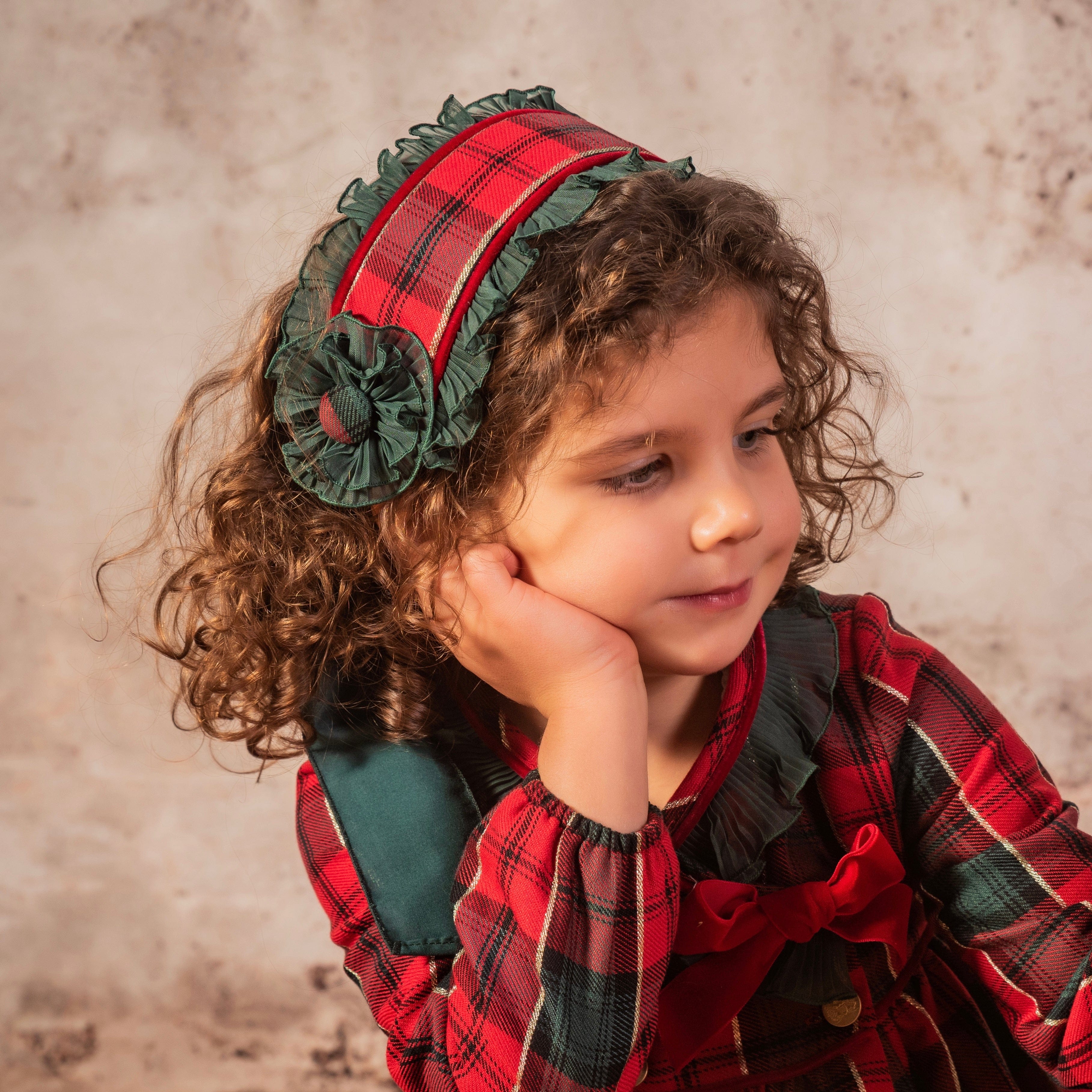 BABINE -Check Hairband - Red