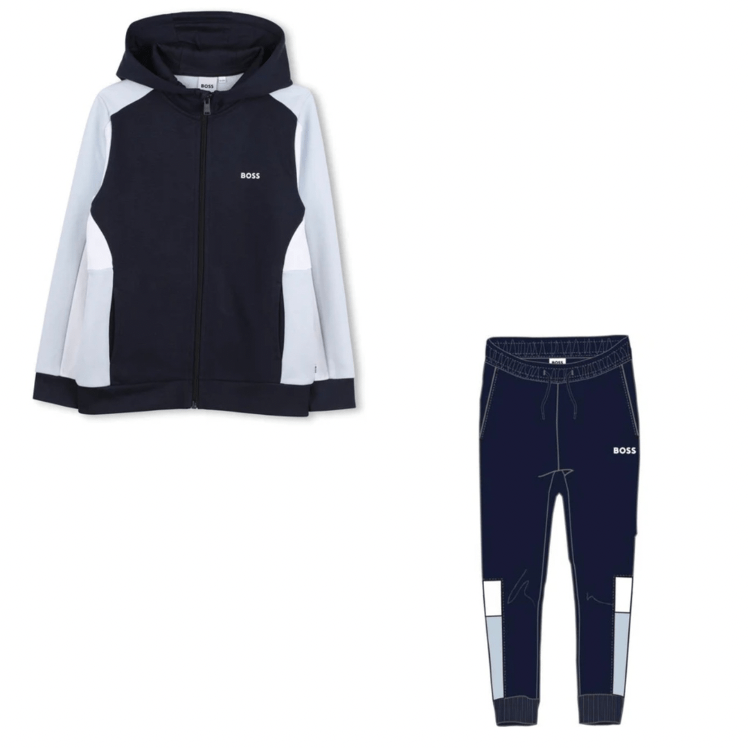 BOSS - Toddler Zip Hoodie Colour Block Tracksuit  -  Navy