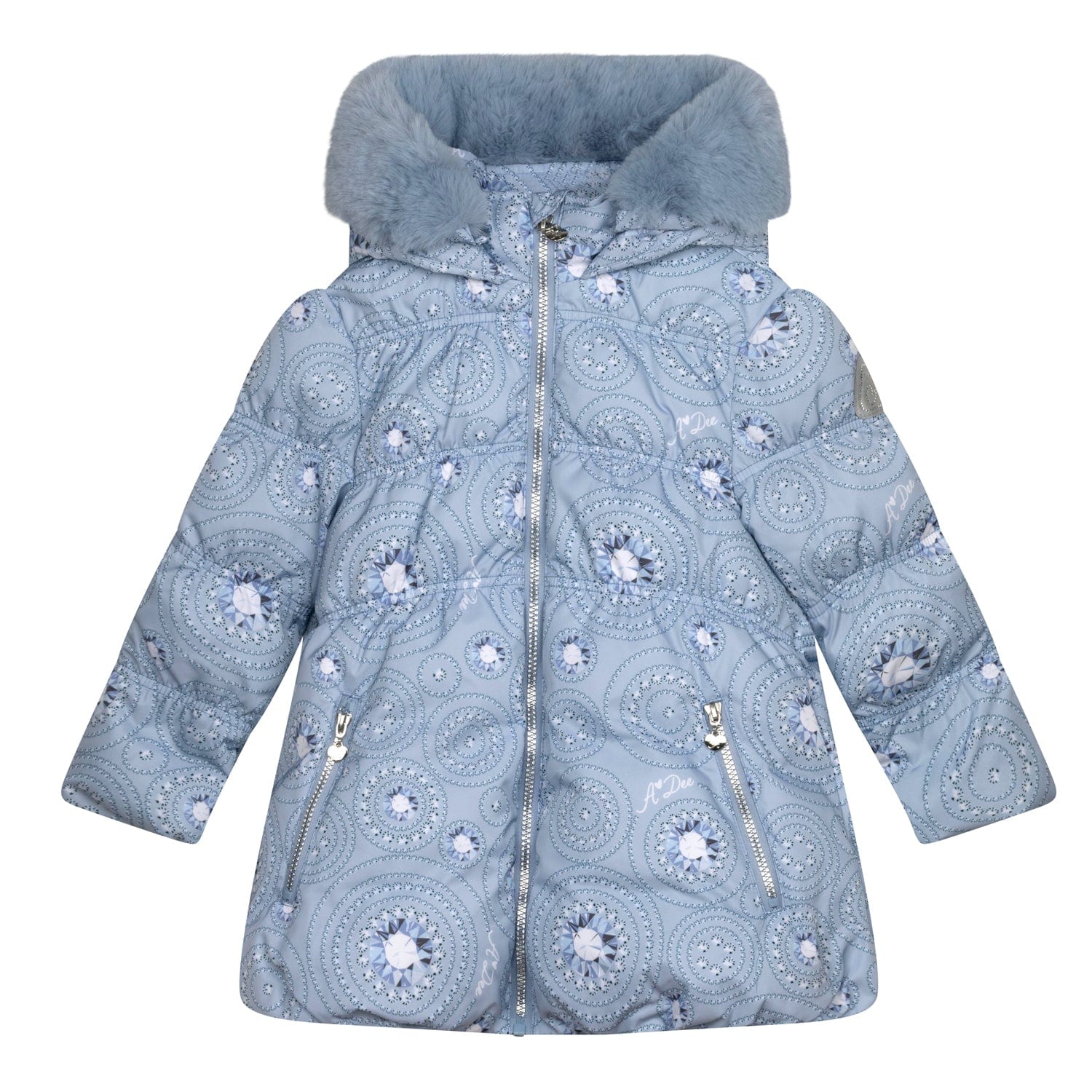 A DEE - A Dee On Ice Polly Diamond Print Jacket - Iced Blue