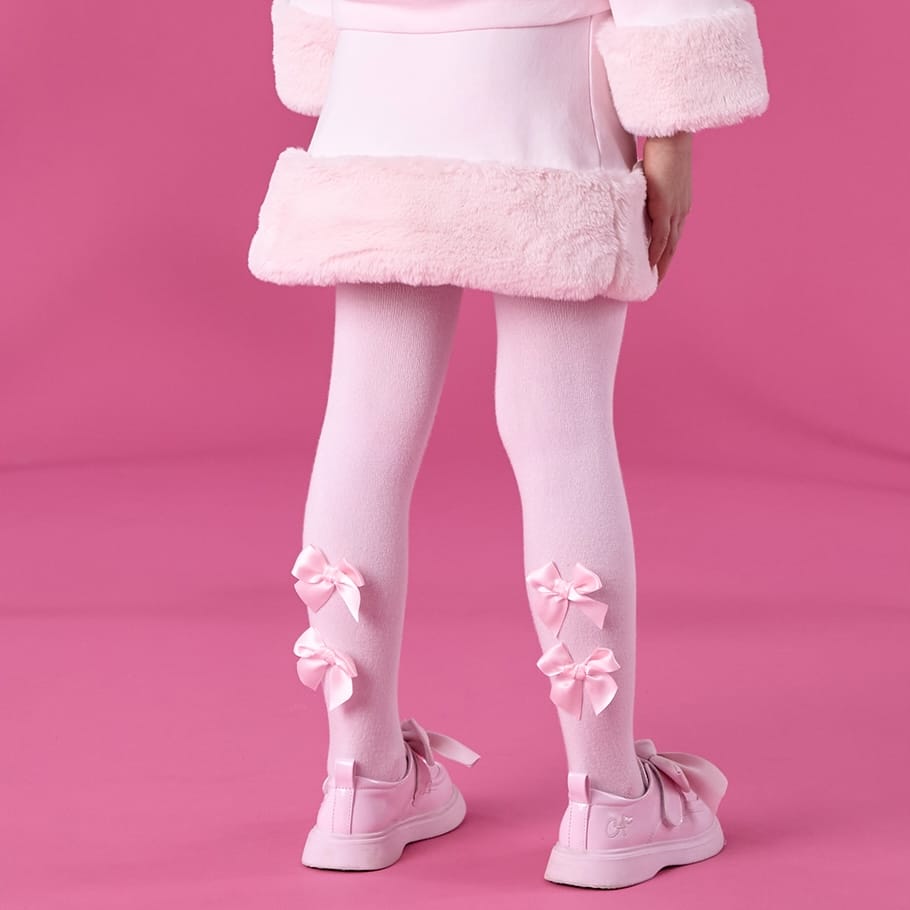 A Dee - Winter Bloom Adaline Bow Tights- Pale Pink