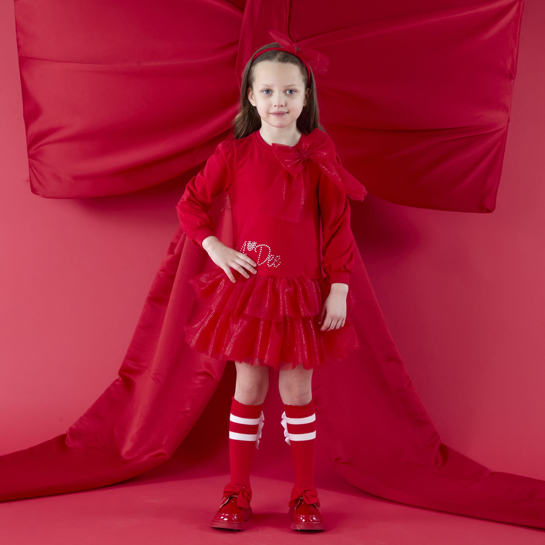 A DEE - Christmas Capsule Brandy Tulle Bow Dress - Red