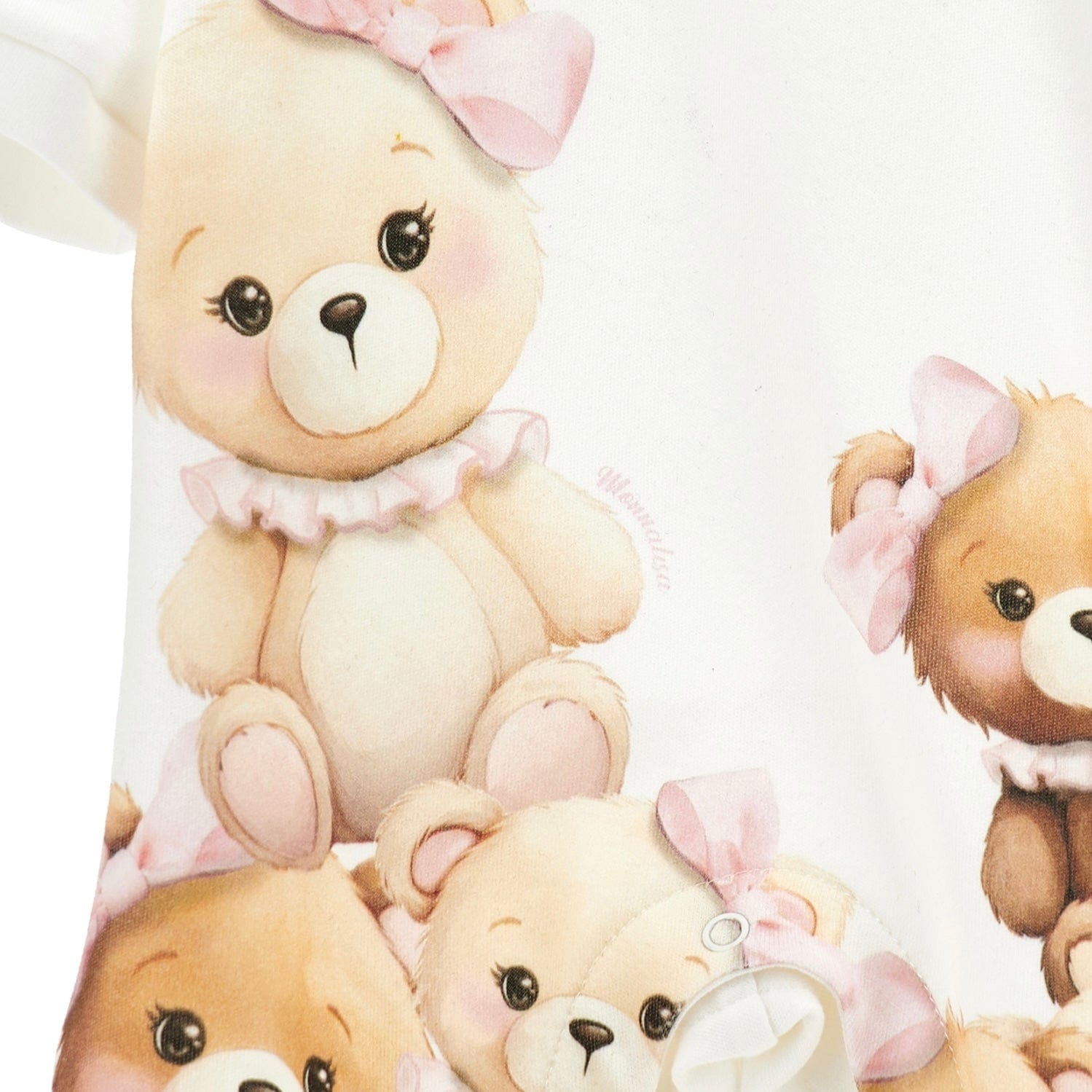 MONNALISA - Teddy Print  Babygrow  - Pink