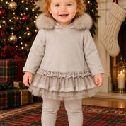 Bimbalo -Hooded Fur Leggings Set - Camel