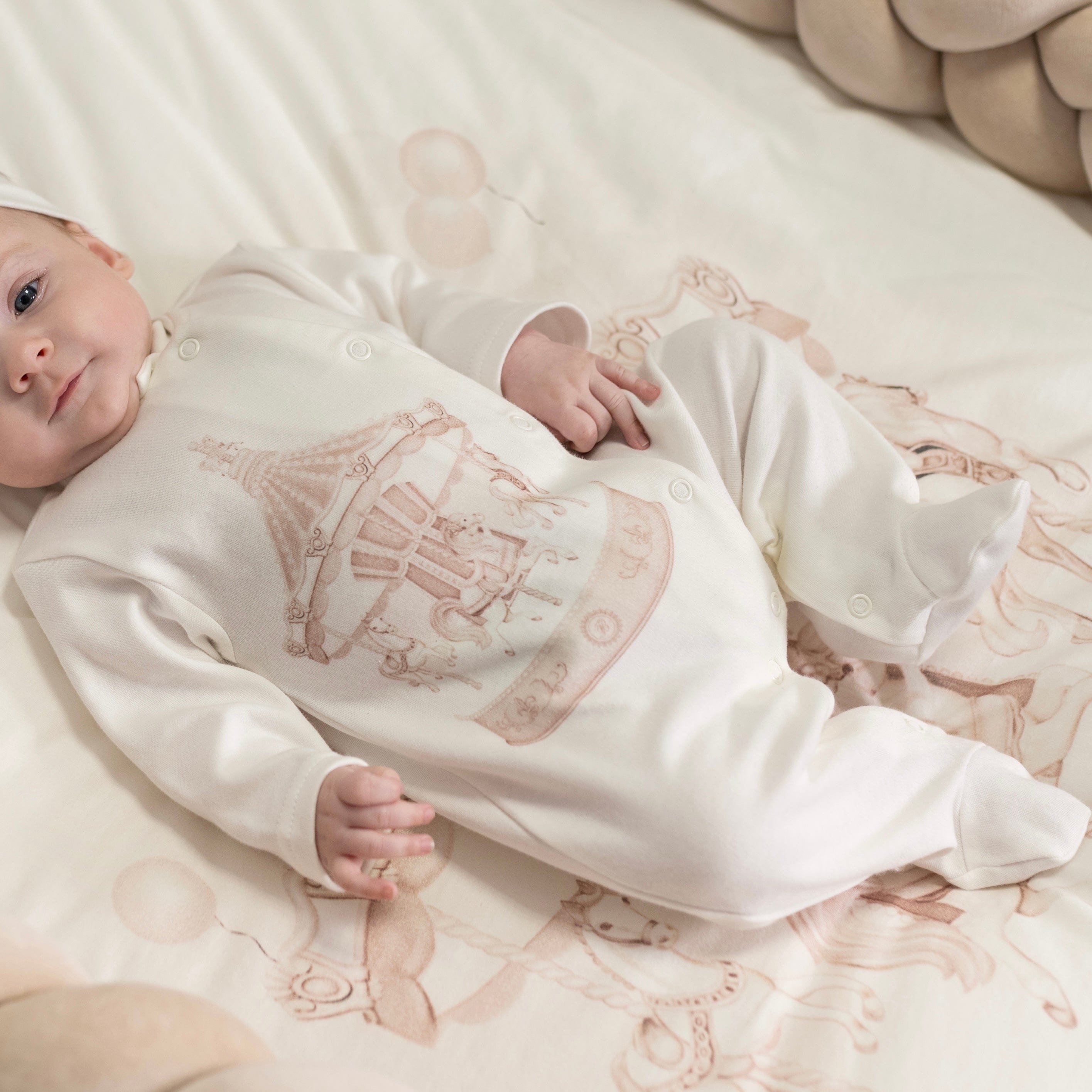 FIRST BABY - Carousel Babygrow  - Beige