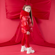 A DEE - Christmas Capsule Avery Short Fur Trim Jacket - Red