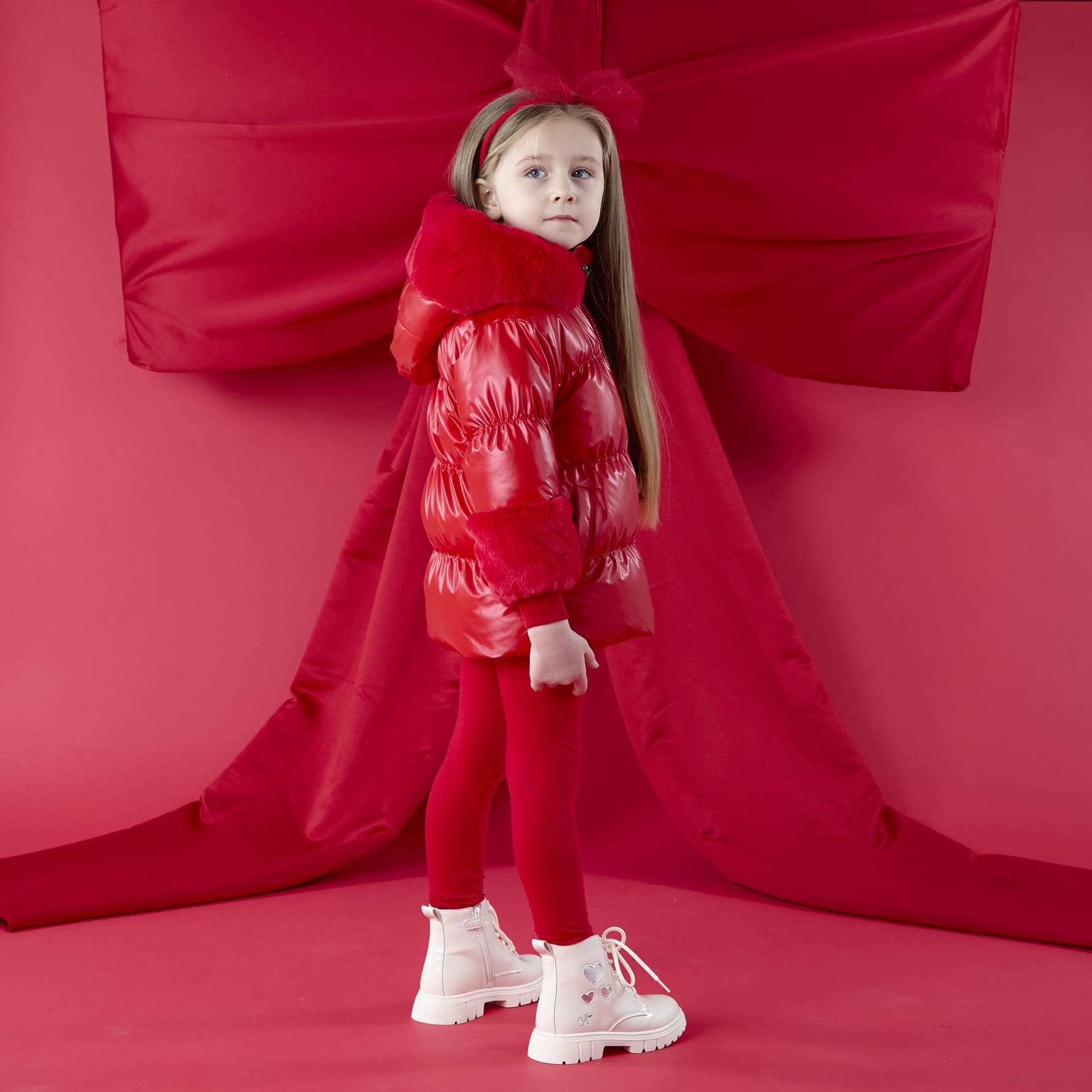 A DEE - Christmas Capsule Avery Short Fur Trim Jacket - Red