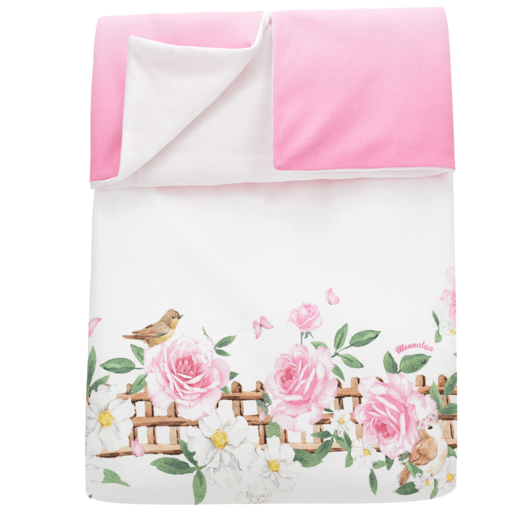 MONNALISA - Rose & Bird Blanket - White