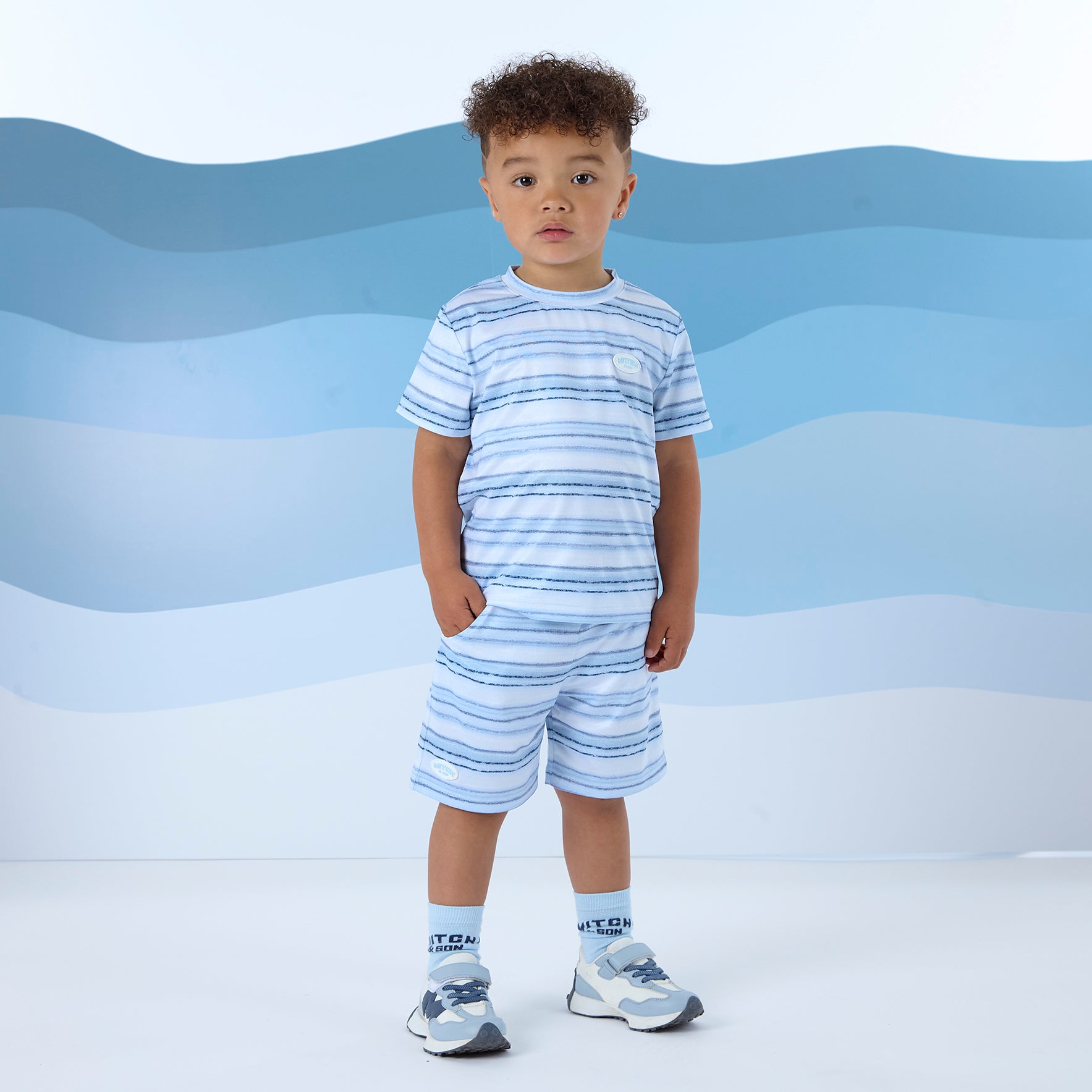 MITCH & SON - Fernando Beyond Blue Stripe Soft Short Set - Sky Blue