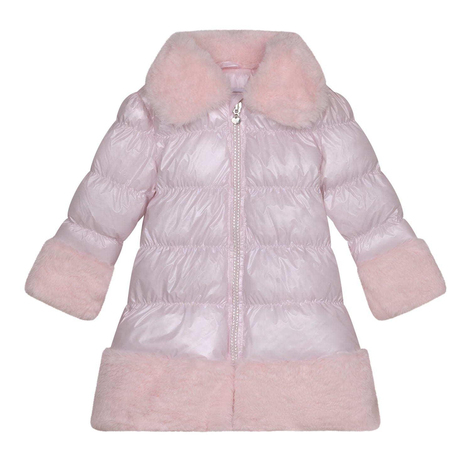 A DEE - Abstract Teddy Sarah Faux Fur Trim Jacket - Baby Pink