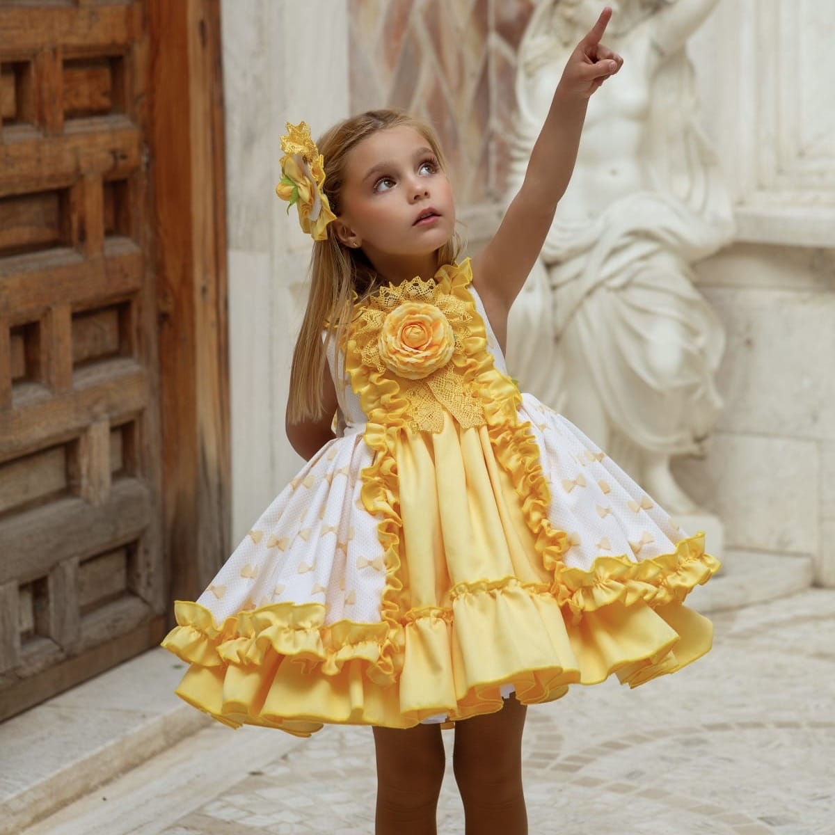 MERICHE - Beau Puffball dress & Hairpiece - Yellow